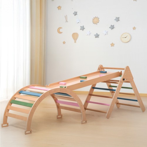 Wooden kids climbing frame - climbing,